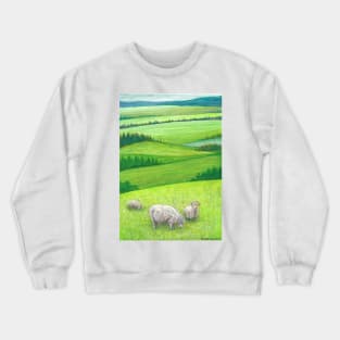 Farmland Field of Sheep Crewneck Sweatshirt